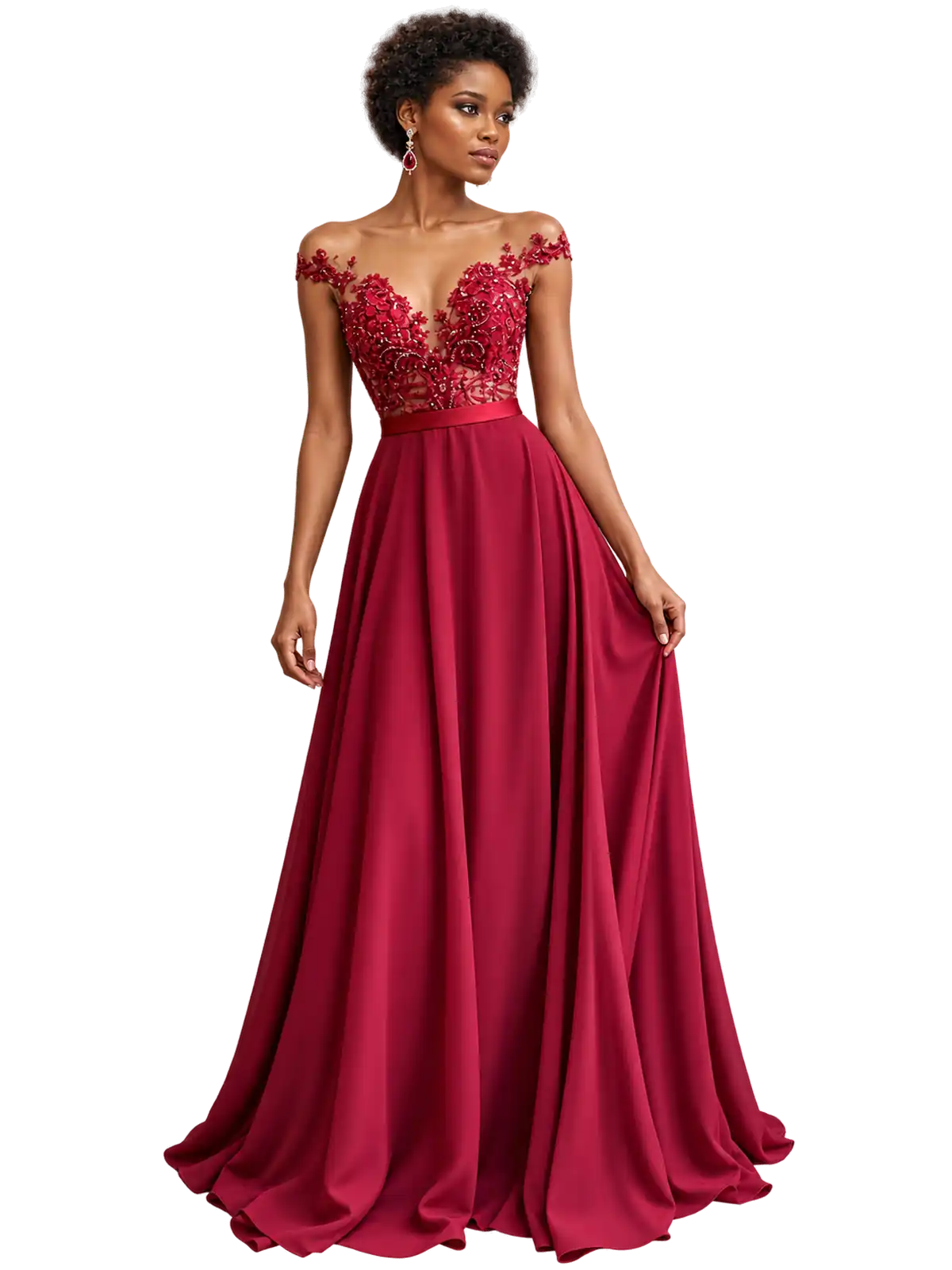 Ruby Lace Bodice Ball Gown