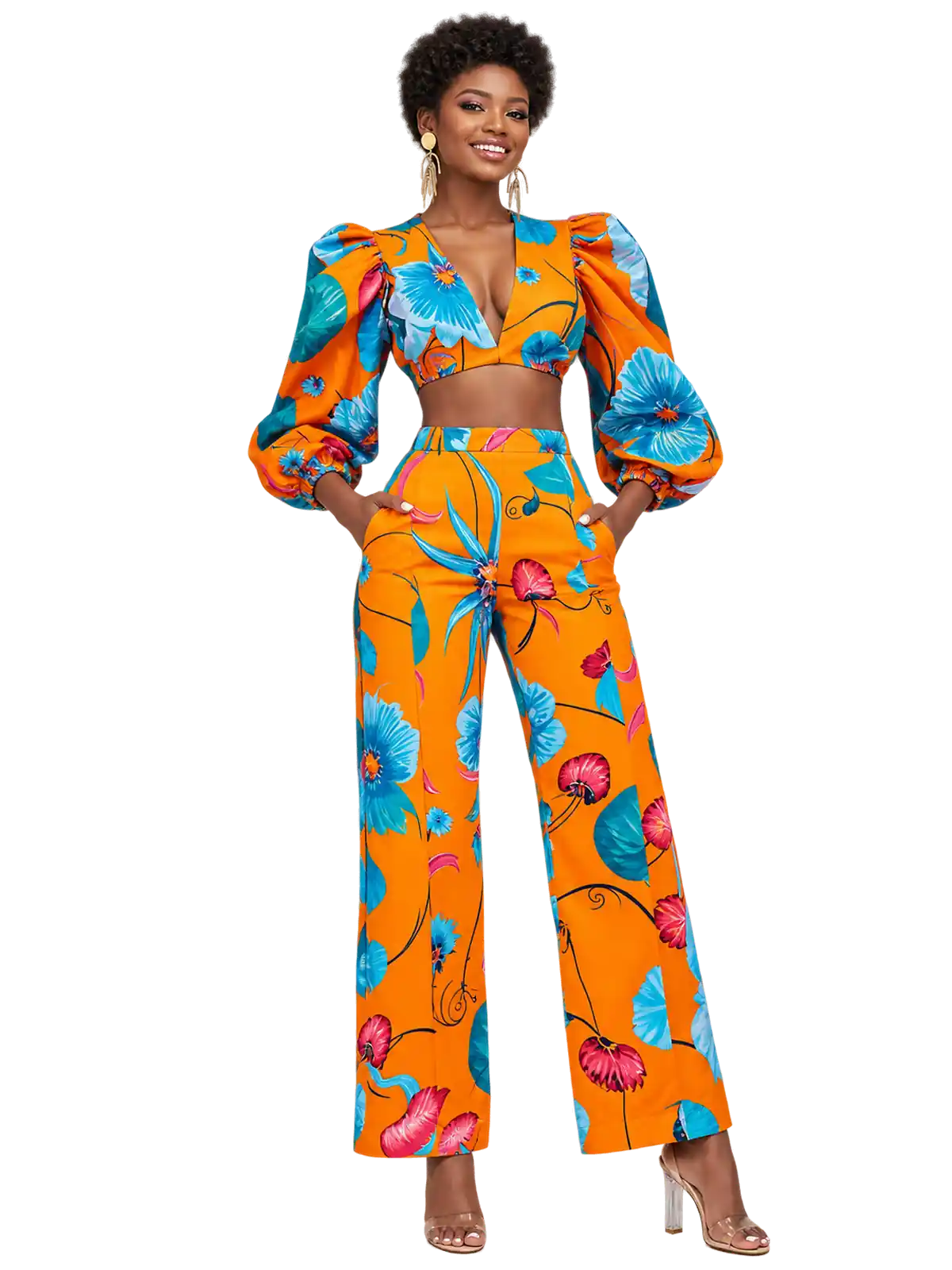 Tangerine Bloom Matching Set