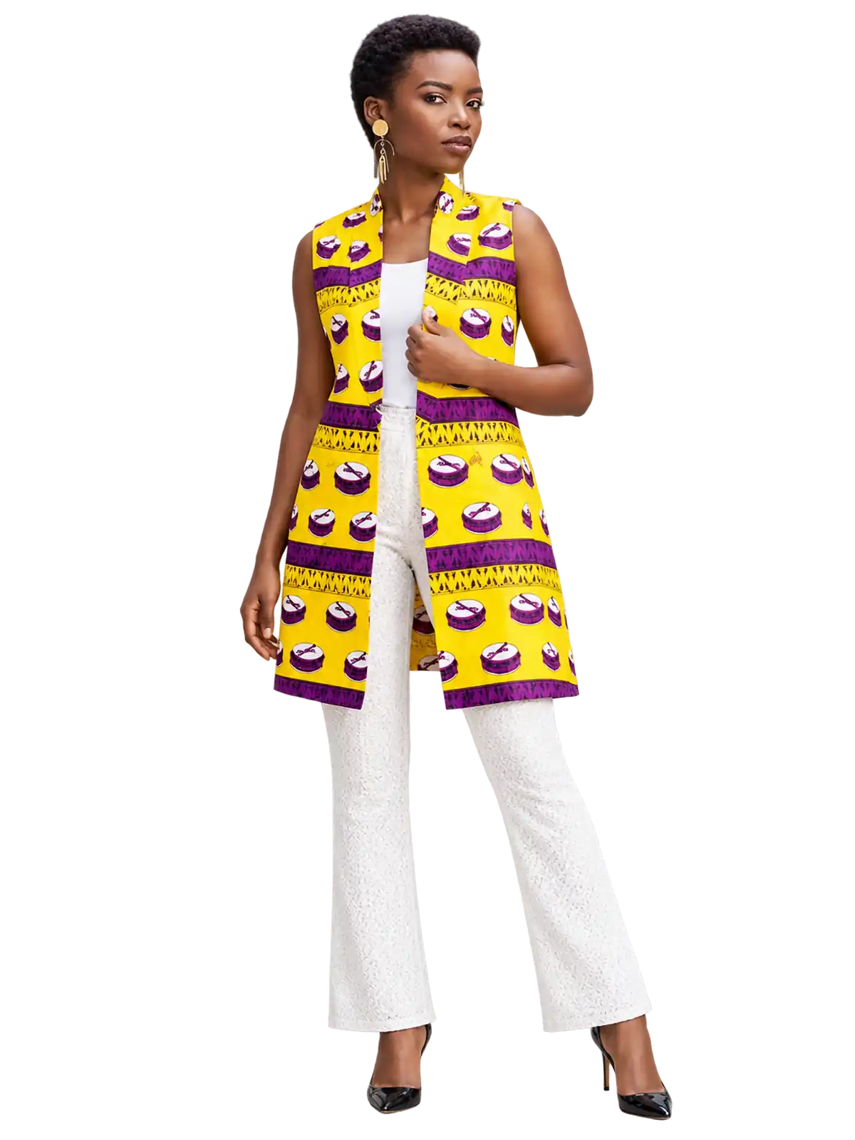 Sunshine Print Long Vest Set