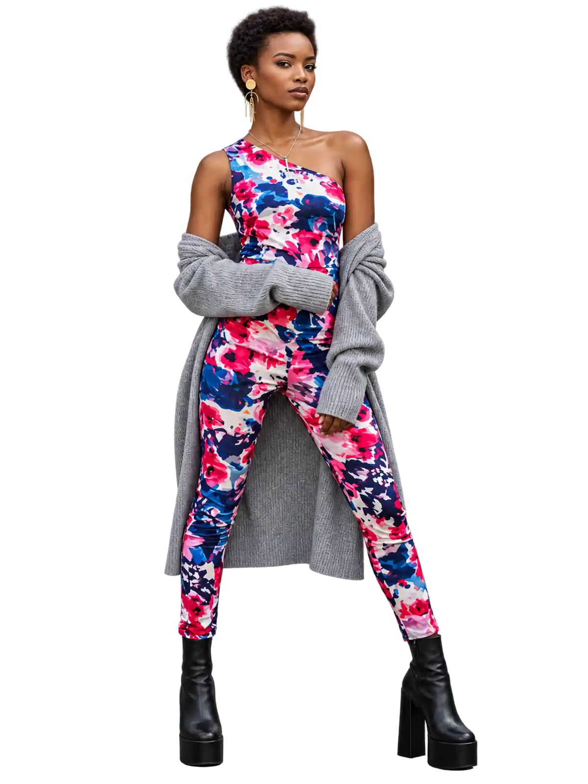 Fuchsia Bloom Catsuit Layered Look