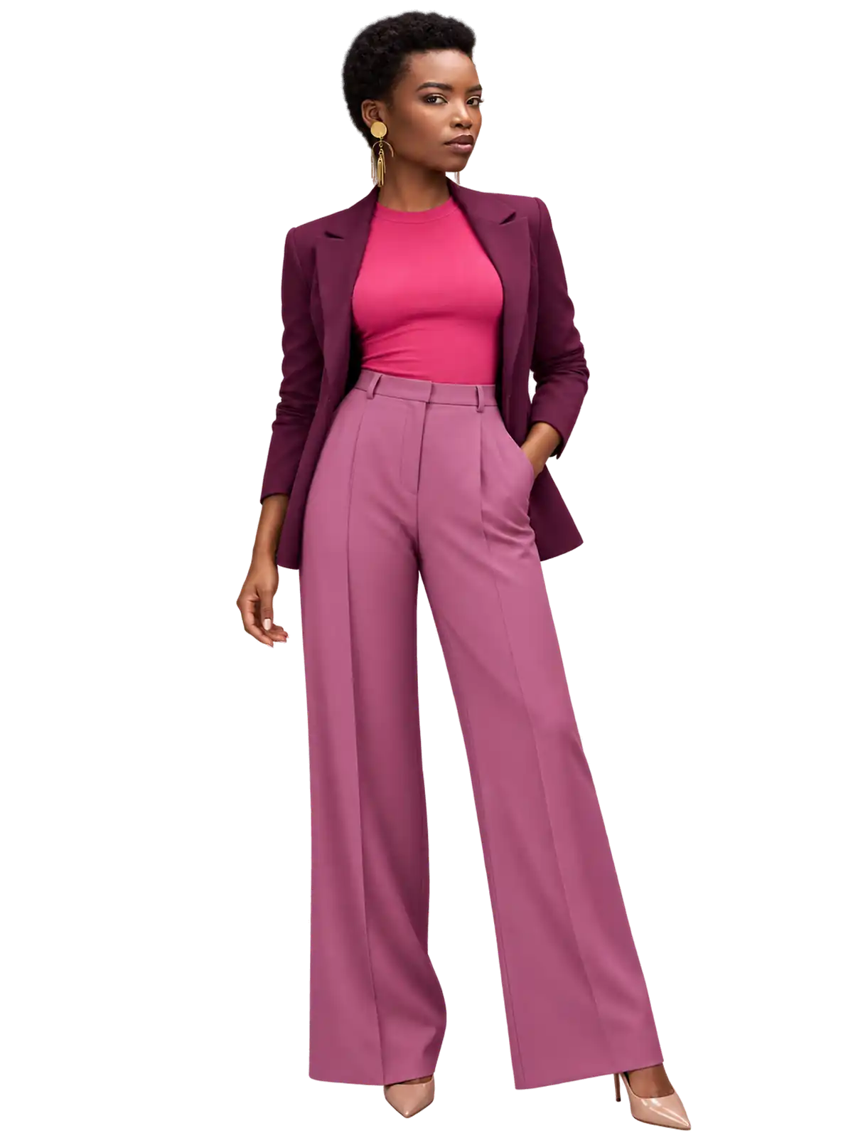 Berry Blazer Wide-Leg Suit