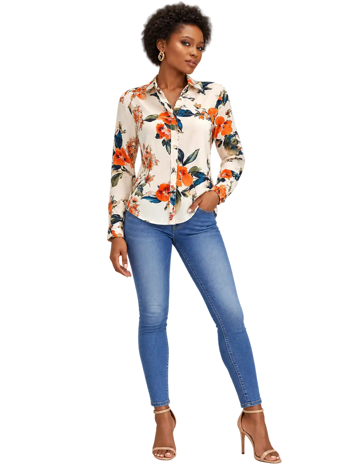 Garden Print Button Blouse