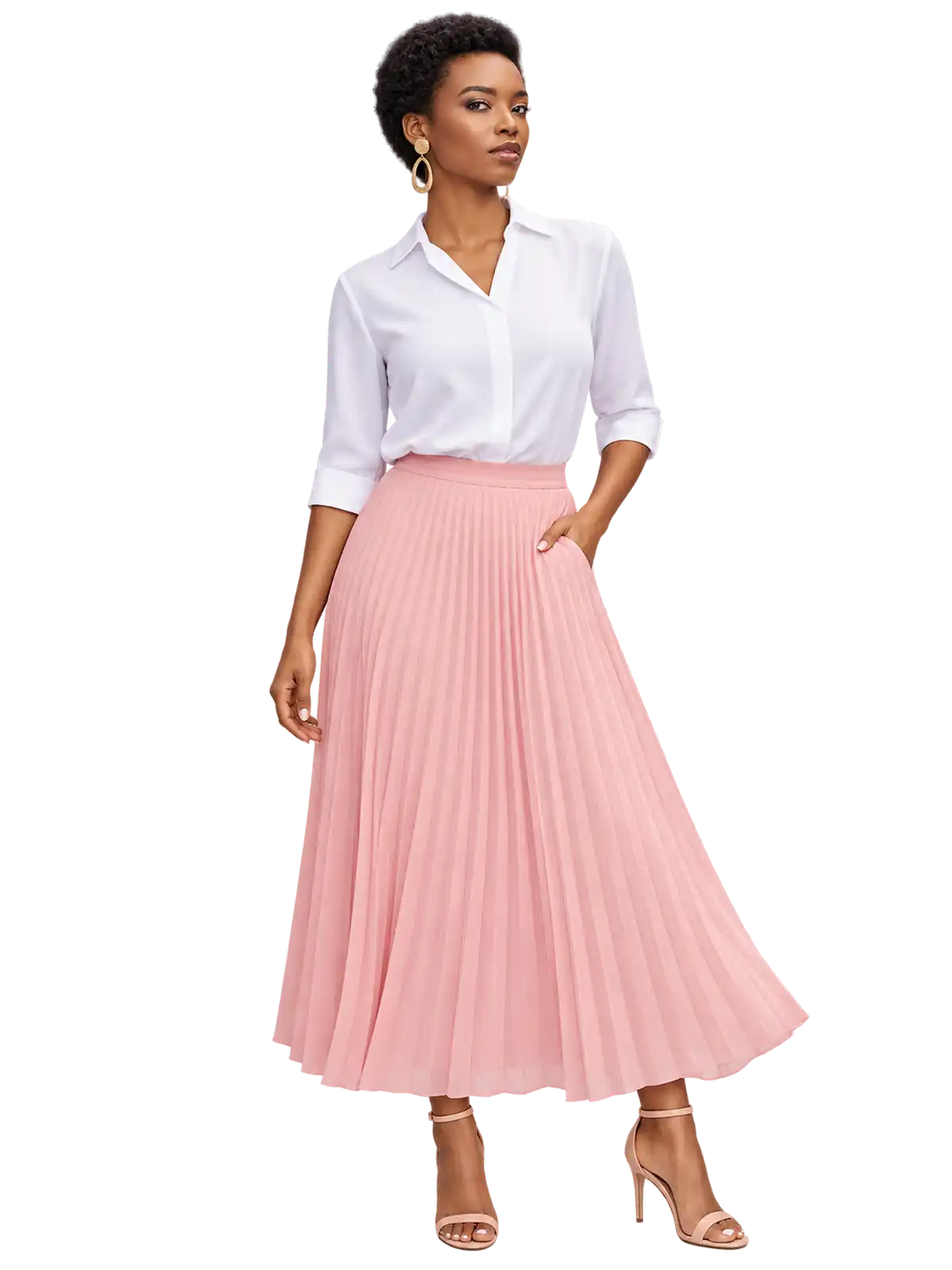 Ivory Blouse Rose Pleat Look