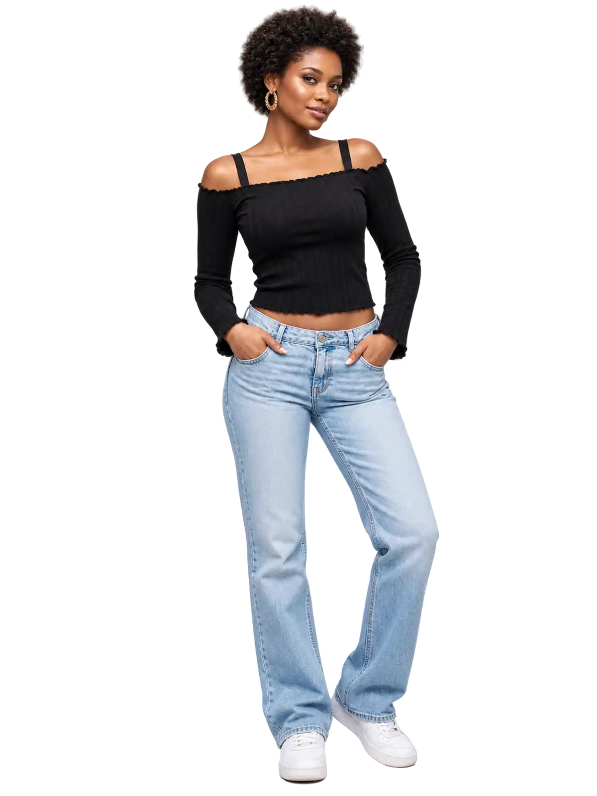 Noir Off-Shoulder Crop Top