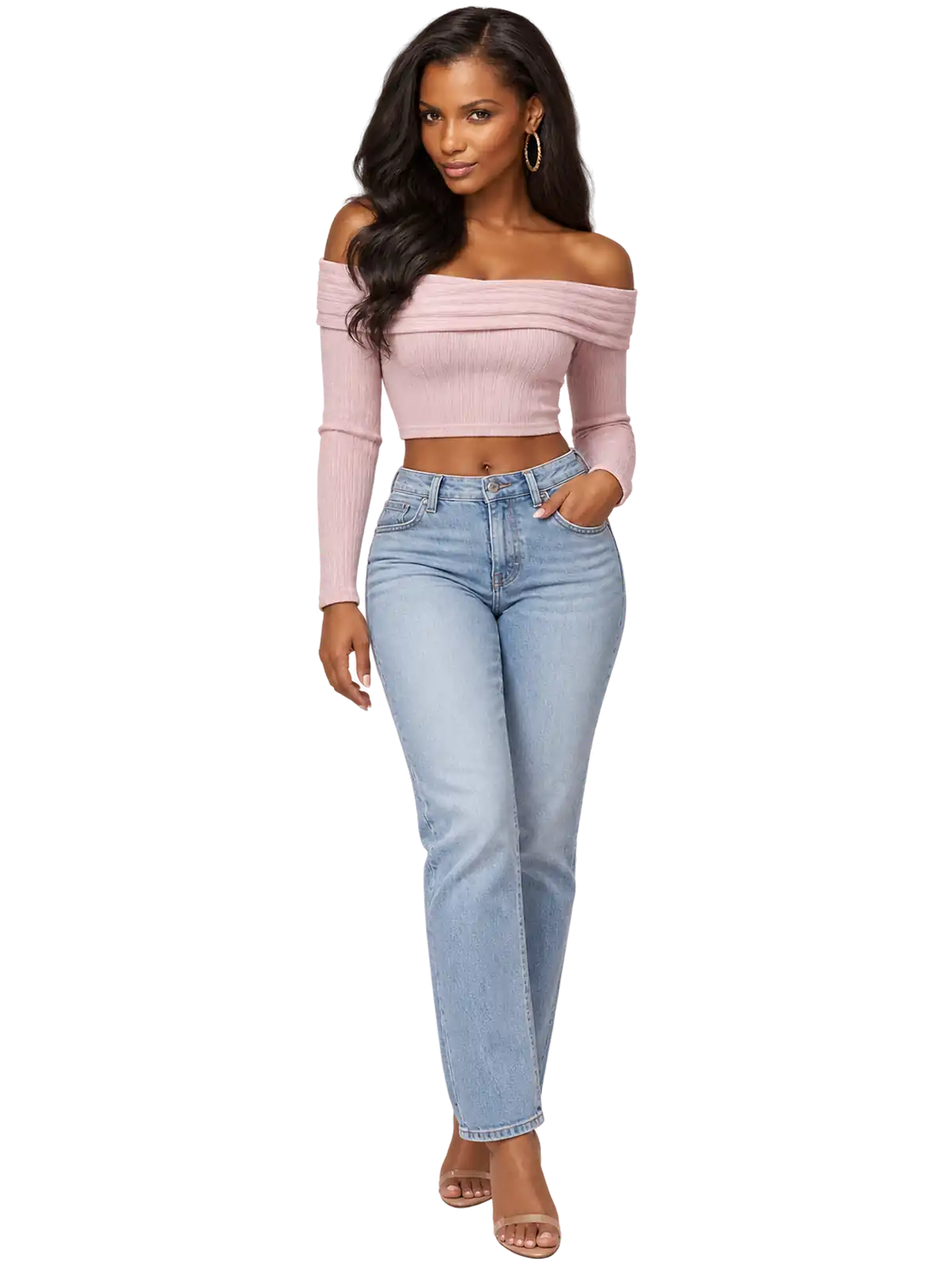 Blush Off-Shoulder Knit Top