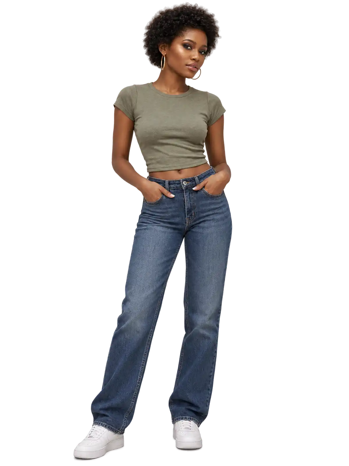 Olive Essential Crop Tee